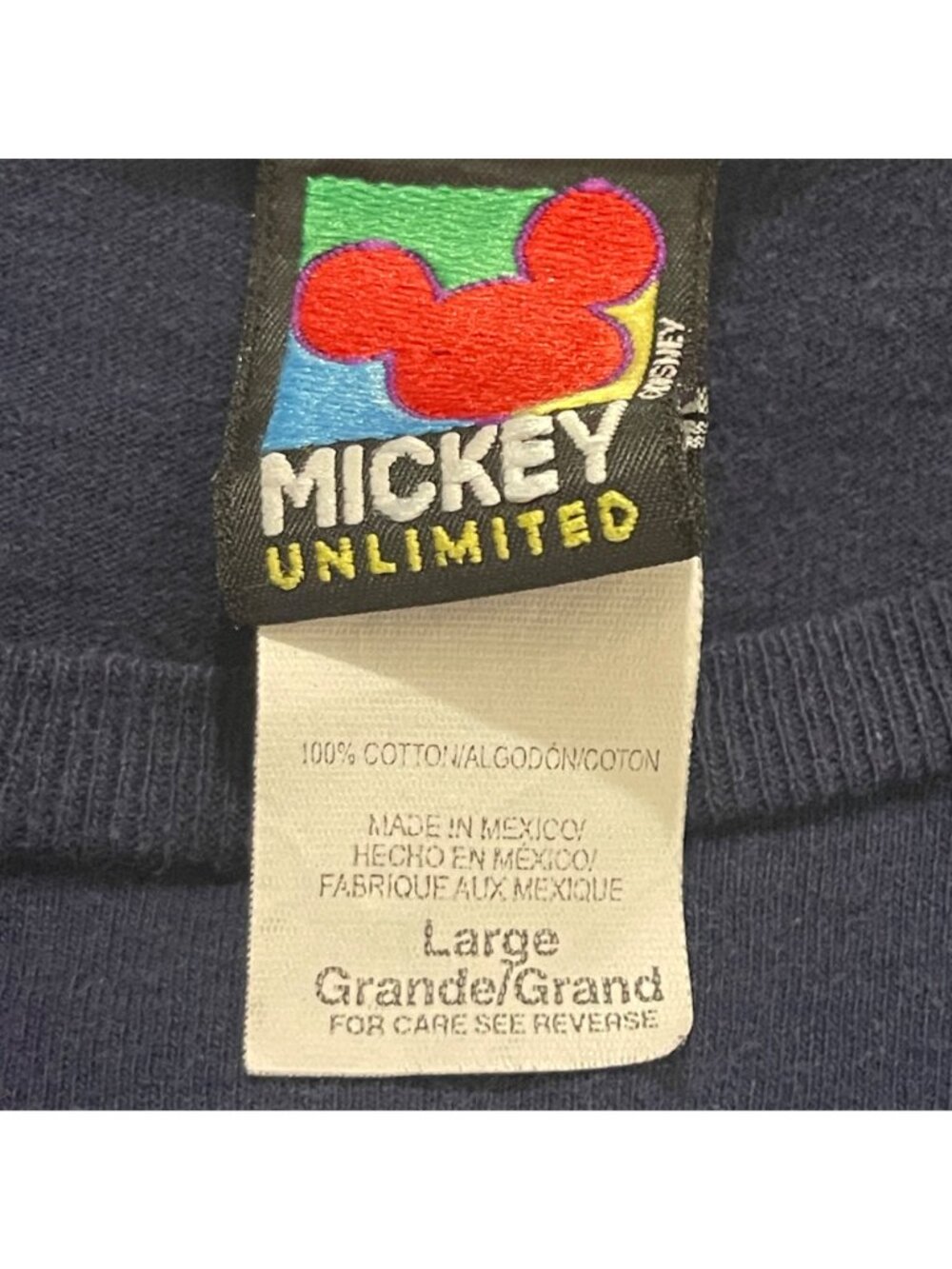 Mickey Unlimited Mens T-Shirt Navy Size Large 100% Cotton Graphic Print Short Sl - Picture 6 of 6